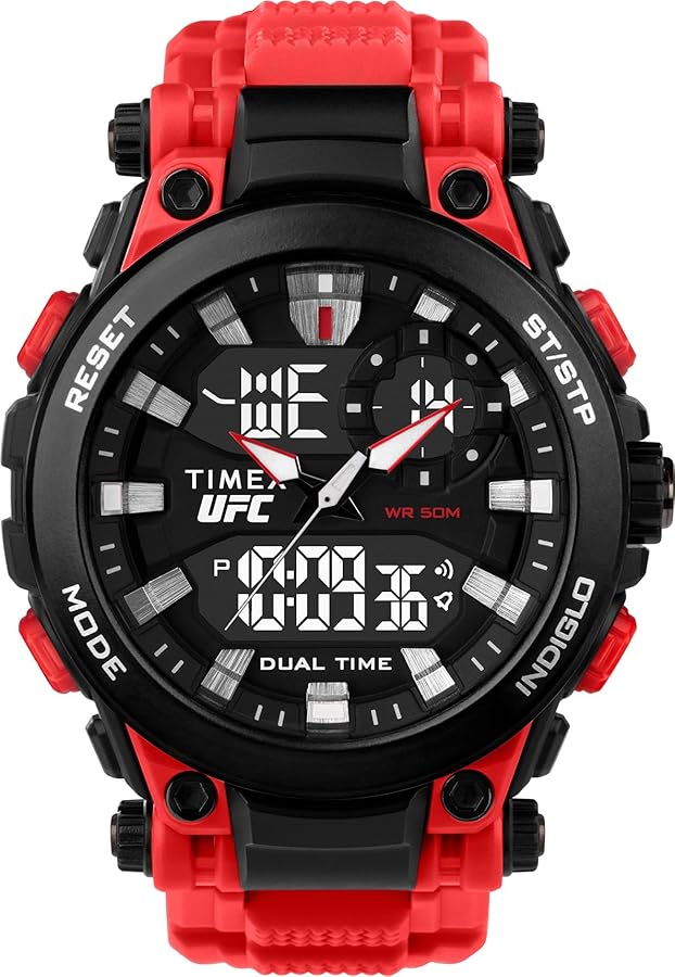 Timex UFC Men's Impact 50mm Watch, Red/Black/Black, Digital